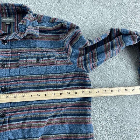 Bean Signature Mens Slim Fit Long Sleeve Shirt 100% Cotton Blue Size L 1973 - Picture 5 of 8